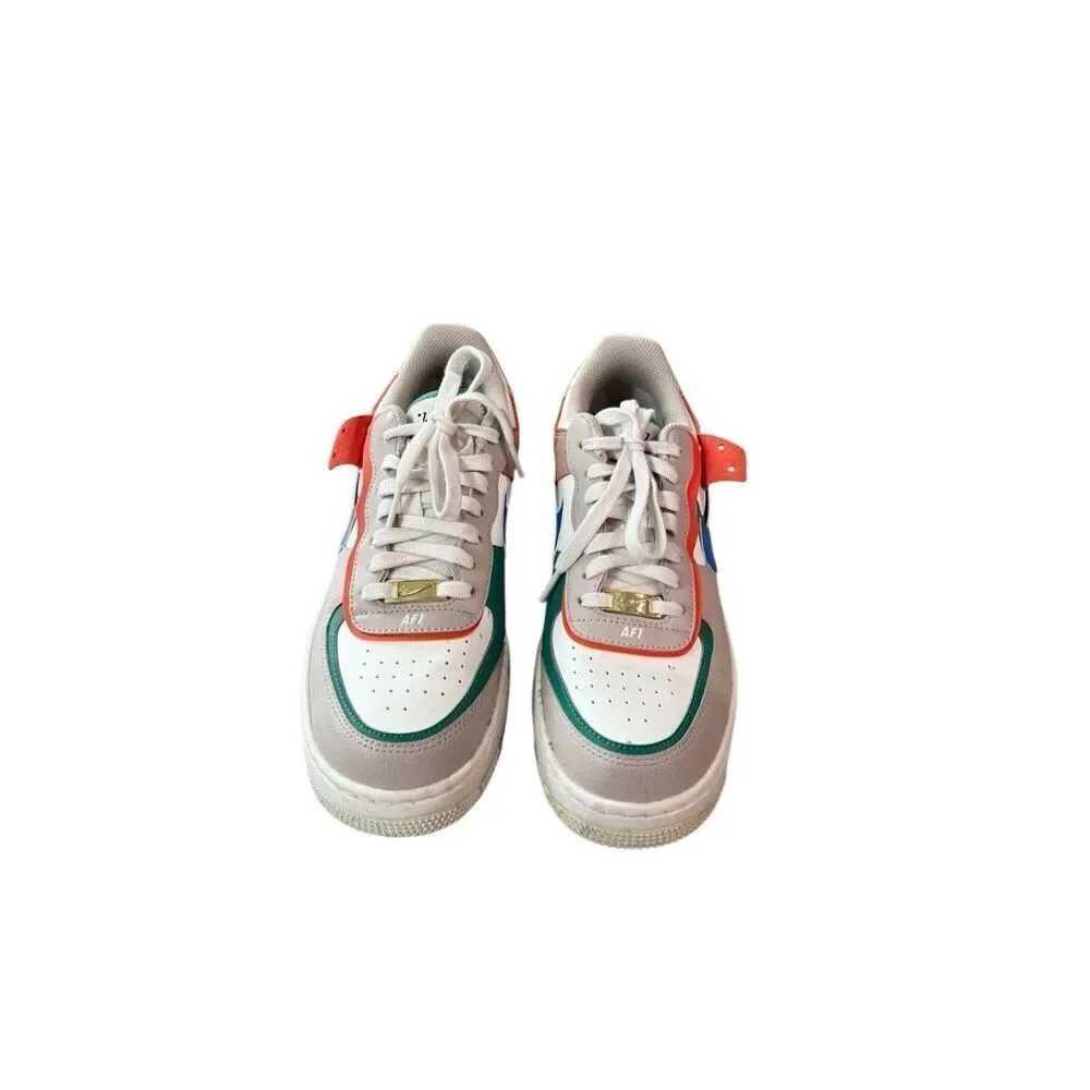 Nike Womens Blue Green Sail Signal Air Force 1 Shadow Sneaker Shoes Size 9.5